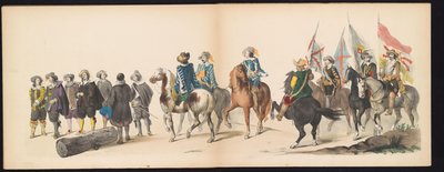 حفلة تنكرية لطلاب ليدن ، ١٨٥٠ (اللوحة 9) Intogt بواسطة فريدريك هندريك في فيلم Hertogenbosch في عام 1629: أداء بالملابس بواسطة H.H. طلاب Leydsche Hoogeschool den XI يونيو من العام 1850 (عنوان السلسلة على الكائن) بواسطة كاريل كريستيان أنطوني آخر