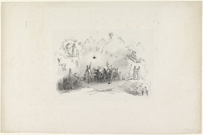 رسم كاريكاتوري من Leiden student almanac ، 1849 آيو فيفات (العنوان على الكائن) بواسطة كاريل كريستيان أنطوني آخر