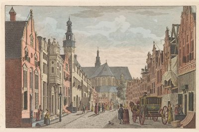 Langestraat في الكمار ، حوالي 1790 Langestraat و Town Hall و Grote Kerk في الكمار / شارع لونغ - Hotel de Ville - et grande Eglise à Alkmaar (العنوان على الكائن) بواسطة كاريل فريدريك بندورب (أنا)