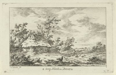 رجل مع أشعل النار في حظيرة مرتفع جدًا في Haale في Drenthe (العنوان على الكائن) المناظر الطبيعية (A-F) (عنوان السلسلة) بواسطة كاريل لودويجك هانسن