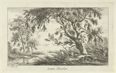صياد في منظر نهر Buyten Haarlem (العنوان على الكائن) المناظر الطبيعية (a-f) (عنوان المسلسل) بواسطة كاريل لودويجك هانسن