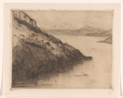منظر لبحيرة لوسيرن من Axenstein بواسطة كاريل نيكولاس ستورم فان غريفساندي (توقيع الفنان)
