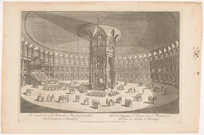 منظر للجزء الداخلي من Rotunda في حدائق Ranelagh في لندن مع مجموعة تتناول وجبة المنظر الداخلي لقاعة Rotunda في حدائق Renelagh مع الشركة في وجبة الإفطار (العنوان على الكائن) بواسطة كارينغتون بولز