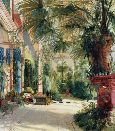 بالألمانية: Das Innere des Palmenhaus auf der Pfaueninsel The Interior of the Palm House بواسطة كارل بلشين