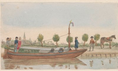 بارج ، 1824 رحلة هولاندشه أو Jaagschuit / Une barque de tracte ، servante au transport de voyageurs et marchandises en hollande (العنوان على الكائن) بواسطة إيفرت ماسكامب