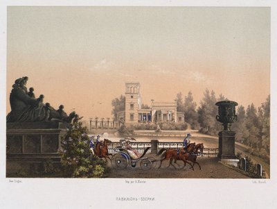 جناح أوزيركي الوردي في حديقة بيترهوف ، 1853. بواسطة كارل فريدريش زيجلر من شافهاوزن