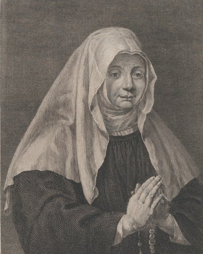 صورة راهبة تصلي ، كاليفورنيا. 1771. بواسطة كارل غوتنبرغ