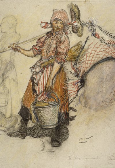 غسالة امرأة (باستيل على ورق) بواسطة كارل لارسون