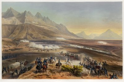 معركة بوينا فيستا ، من الحرب بين الولايات المتحدة والمكسيك ، حانة. 1851 (طباعة حجرية ملونة) بواسطة كارل نيبل