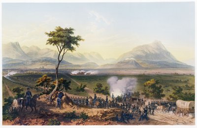 القبض على مونتيري ، من الحرب بين الولايات المتحدة والمكسيك ، حانة. 1851 (طباعة حجرية ملونة) بواسطة كارل نيبل