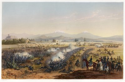 مولينو ديل ري - هجوم على مولينو ، من الحرب بين الولايات المتحدة والمكسيك ، حانة. 1851 (طباعة حجرية ملونة) بواسطة كارل نيبل