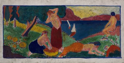 نساء في المناظر الطبيعية ذات الحدود الزرقاء ، قبل عام 1932. بواسطة كارل نيومان