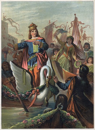 بعد اكتشاف التاج ، أصبح Button d'Or ملكًا من قبل مملكته. رسم توضيحي لكارل أوفترينجر (1829-1889) في "" Bouton d'or "". مجموعة خاصة. بواسطة كارل Offterdinger