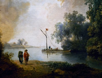 Landscape with River, ca 1780, by Carl Philipp Schallhas (1767-1797), detail, Hungary بواسطة كارل فيليب شالهاس