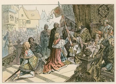 فريدريك الأول (1371-1440) مع مكافأة سيجيسموند في كونستانز مع أرض كورمارك عام 1417 بواسطة كارل فارغ