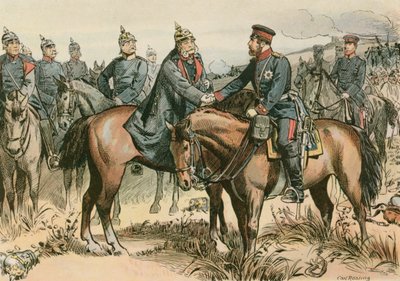فيلهلم الأول ، ملك بروسيا وأول إمبراطور ألماني (1797-1888) يحيي ابنه في سادوا عام 1866 بواسطة كارل فارغ