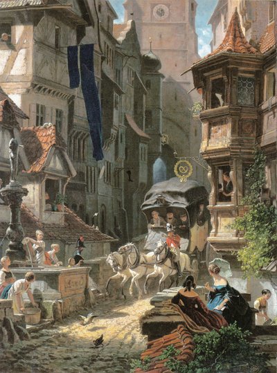 وصول الحنطور بواسطة Carl Spitzweg