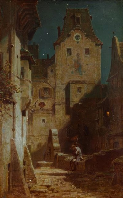 الحارس الليلي الساقط بواسطة Carl Spitzweg