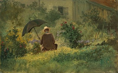 The painter in the garden, c.1860 (oil on canvas) بواسطة كارل سبيتزويج