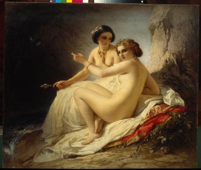 "" فتاتان في مغارة "(فتاتان في مغارة) لوحة لتيموفي نيف (كارل تيموليون فون نيف) (1805-1876) - 1859 - ألوان زيتية على قماش - المتحف الروسي الحكومي ، سانت بطرسبرغ بواسطة كارل تيمليون من Neff