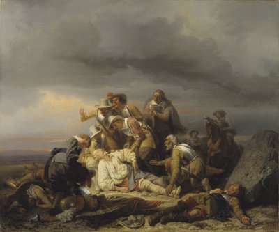 اكتشاف جثة ملك السويد غوستاف الثاني أدولف (1594-1632) المعروف باسم أسد الشمال أو العظيم ، الذي توفي في معركة لوتزن ، 6 نوفمبر 1632 - العثور على جثة الملك غوستاف الثاني أدولف من السويد بعد معركة لوتز ، بواسطة وهلبوم ، كارل (1810- بواسطة كارل وهلبوم