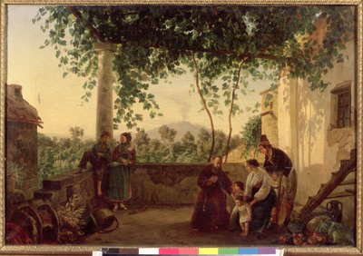 تراس منزل بالقرب من نابولي مع إطلالة على جبل فيسوفيوس ، 1833 بواسطة كارل فيلهلم جويتزلوف