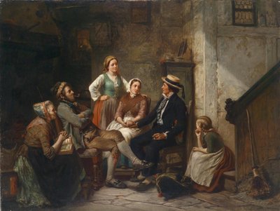 Retour du jeune marin - عودة البحار الشاب - Huebner، Carl Wilhelm (1814-1879) - 1859 - زيت على قماش - 79x105 - مجموعة خاصة بواسطة كارل فيلهلم هيوبنر