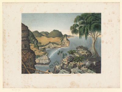 منظر للساحل الجنوبي لجافا الساحل الجنوبي الشرقي رانكوب (العنوان على الكائن) Atlas to work Java (عنوان السلسلة على الكائن) أطلس من اللوحات التي تحتوي على أحد عشر منظرًا خلابًا ، تنتمي إلى عمل جافا ، مظهره ، ونباتاته ، ونباتاته الداخلية بواسطة الملكية الهولندية Steendrukkerij van CW Mieling