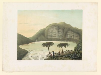 منظر لبحيرة فوهة البركان Kawah Putih كاوا باتوها (العنوان على الكائن) Atlas to work Java (عنوان السلسلة على الكائن) أطلس من اللوحات يحتوي على أحد عشر منظرًا خلابًا ، تنتمي إلى عمل جافا ومظهره ونباتاته وبنيته الداخلية بواسطة الملكية الهولندية Steendrukkerij van CW Mieling