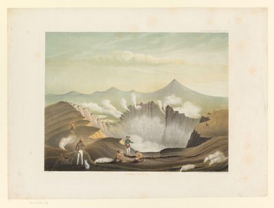 بركان جونتور في جاوة الغربية Gunong Guntur (العنوان على الكائن) Atlas to work Java (عنوان السلسلة على الكائن) أطلس من اللوحات يحتوي على أحد عشر منظرًا خلابًا ، تنتمي إلى عمل جافا ومظهره ونباتاته وبنيته الداخلية (سلسلة t بواسطة الملكية الهولندية Steendrukkerij van CW Mieling
