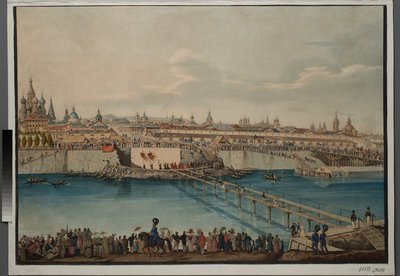 حفل وضع حجر الأساس لجسر Moskvoretsky في موسكو ، 1830. بواسطة Carl von Hampeln