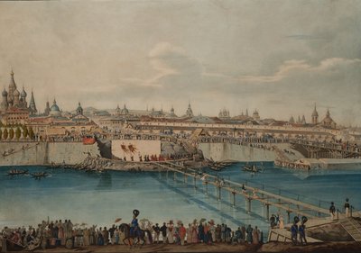حفل وضع حجر الأساس لجسر Moskvoretsky في موسكو ، 1830. بواسطة Carl von Hampeln