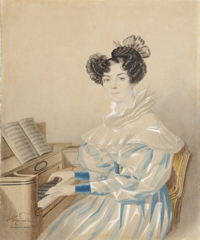 صورة لتاتيانا بتروفنا لفوفا 1789-1848 ، née Poltoratskaya ، 1820s. بواسطة Carl von Hampeln