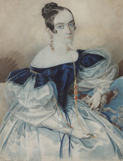 صورة لسيدة مع Lorgnette ، 1830s. بواسطة Carl von Hampeln