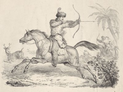 القوزاق على ظهور الخيل في صيد الغزلان ، 1821-36. بواسطة كارل فيرنت