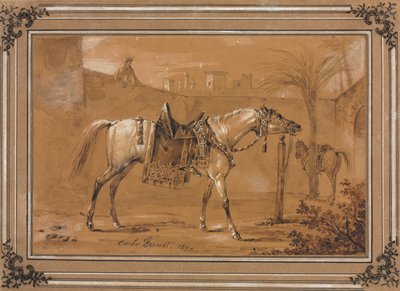 سرج الحصان العربي في الفناء بواسطة كارل فيرنت