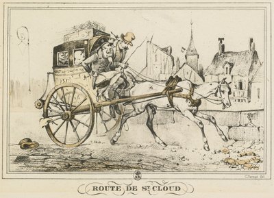 مشاهد من الحياة اليومية والطرق والمسارات: الطريق إلى Saint-Cloud ... ، 1816. بواسطة كارل فيرنت