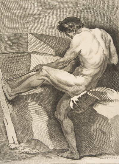 أكاديمية: رجل يسحب الحبل ، 1742-43. بواسطة كارل فان لو