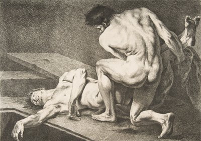أكاديمية: رجل يرفع أرجل رجل آخر ، 1742-43. بواسطة كارل فان لو