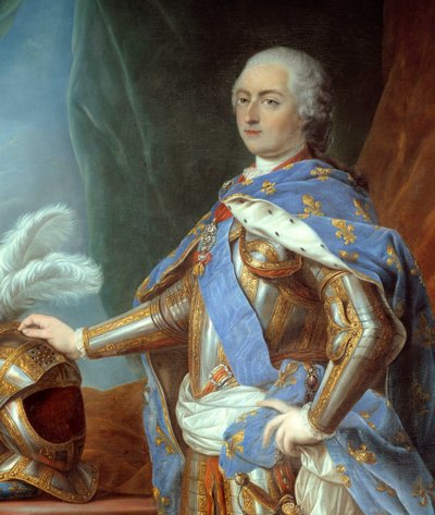 تفاصيل "" صورة بالحجم الكامل للويس الخامس عشر "" (1710-1774). لوحة لكارل فان لو (١٧٠٥-١٧٦٥) بواسطة كارل فان لو