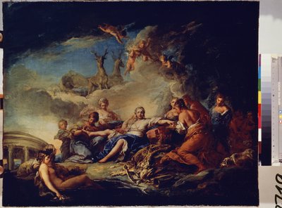 استراحة ديانا في الصيد. لوحة لكارل فان لو (١٧٠٥-١٧٦٥). زيت على قماش ، 65 × 80.5 سم بواسطة كارل فان لو