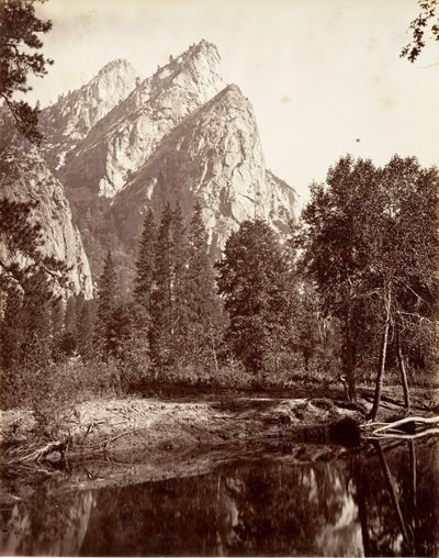 الأخوة الثلاثة ، يوسمايت ، كاليفورنيا. 1872 ، طبع كاليفورنيا. 1876. بواسطة كارلتون إي واتكينز.