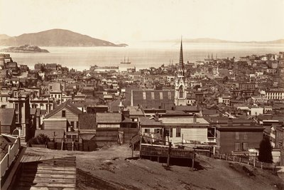 سان فرانسيسكو ، من كاليفورنيا وشارع باول ، 1864 ، طبع كاليفورنيا. 1876. بواسطة كارلتون إيمونز واتكينز