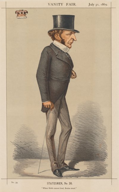 فانيتي فير: رجل الدولة رقم 26 عندما لا يمكن للولادة أن تؤدي ، يجب على العقول. ، 1869. بواسطة كارلو
