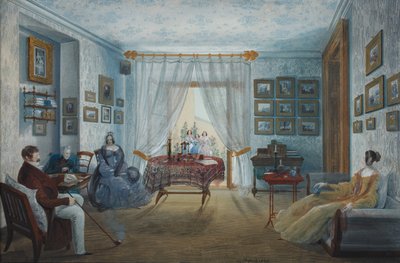 غرفة الرسم في قصر ناريشكين في مسخور ، 1842 بواسطة كارلو بوسولي
