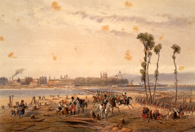 اجتياز الفرنسيين لسيسيا في فرشيلي عام 1859 ، بواسطة كارلو بوسولي (1815-1884) ، نقش. حرب الاستقلال الثانية ، إيطاليا بواسطة كارلو بوسولي