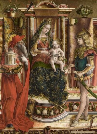 سيدة السنونو (Madonna mit der Schwalbe). ناتش 1490 بواسطة كارلو كريفيلي