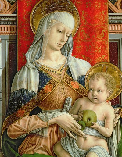 مادونا وطفل ، تفاصيل من SantEmidio polyptych ، 1473 تمبرا على تفاصيل لوحة 76636 بواسطة كارلو كريفيلي