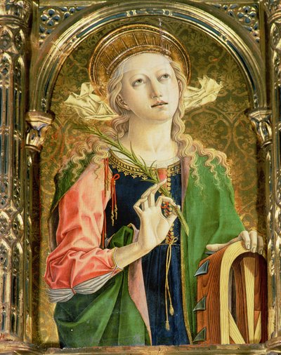 القديسة كاترين بالإسكندرية ، تفاصيل SantEmidio polyptych ، 1473 درجة حرارة على لوحة التفاصيل 76636 بواسطة كارلو كريفيلي