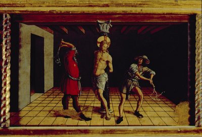 صفيحة المسيح ، لوحة بريديلا المركزية اليمنى من San Silvestro polyptych ، 1468 (درجة الحرارة على اللوحة) (انظر 76657) بواسطة كارلو كريفيلي